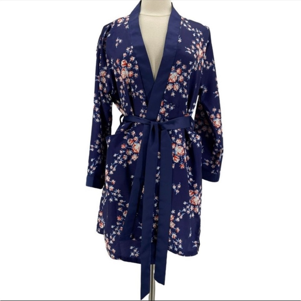 Morgan Lane Satin Robe brand new with tag royal blue floral small/medium